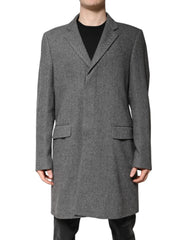 Dolce & Gabbana Gray Wool Single Breasted Trench Coat Jacket - IT52 | XL - Trench Coats