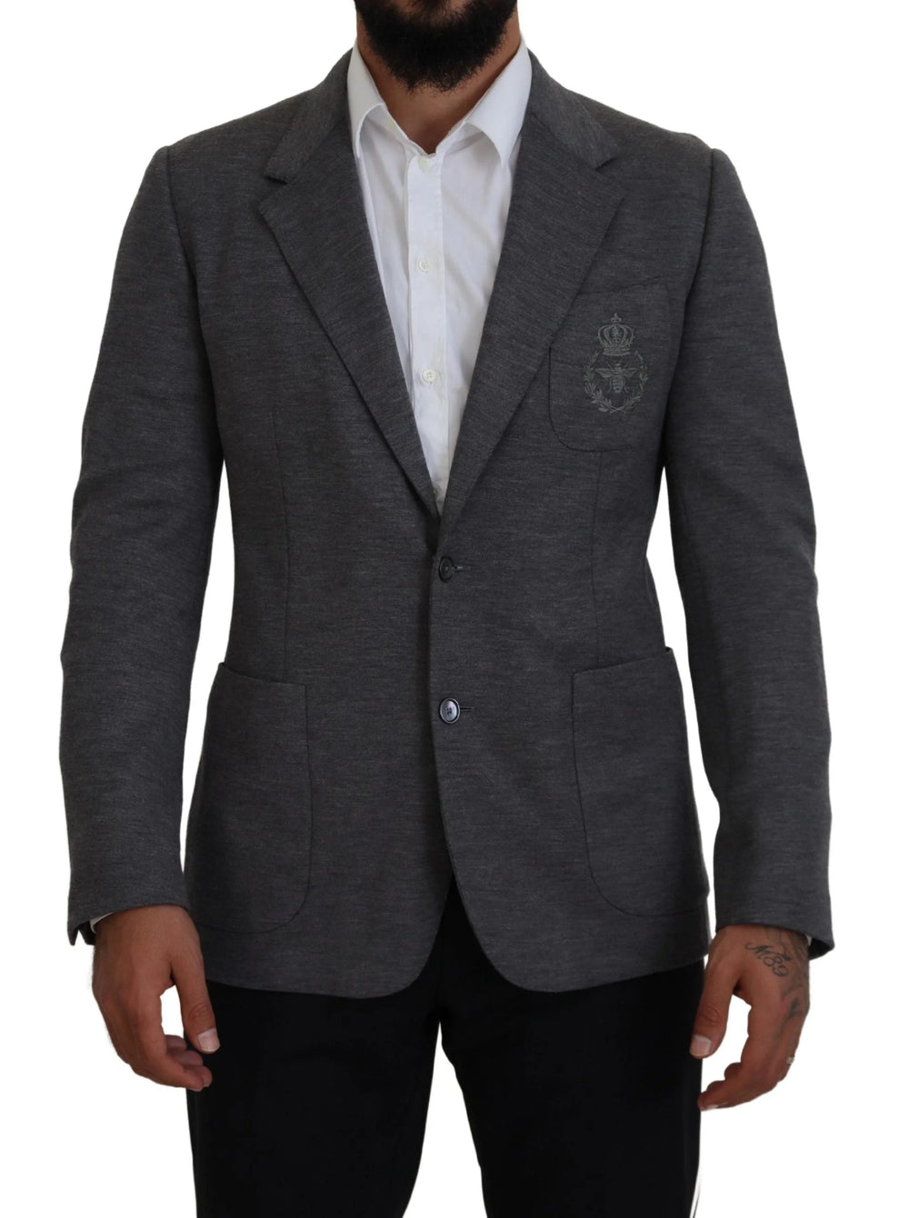 Dolce & Gabbana Gray Wool Stretch Slim Fit Jacket Blazer - IT44 | XS - Sport Jackets