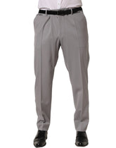 Dolce & Gabbana Gray Wool Tapered Men Dress Trouser Pants - IT54 | XL