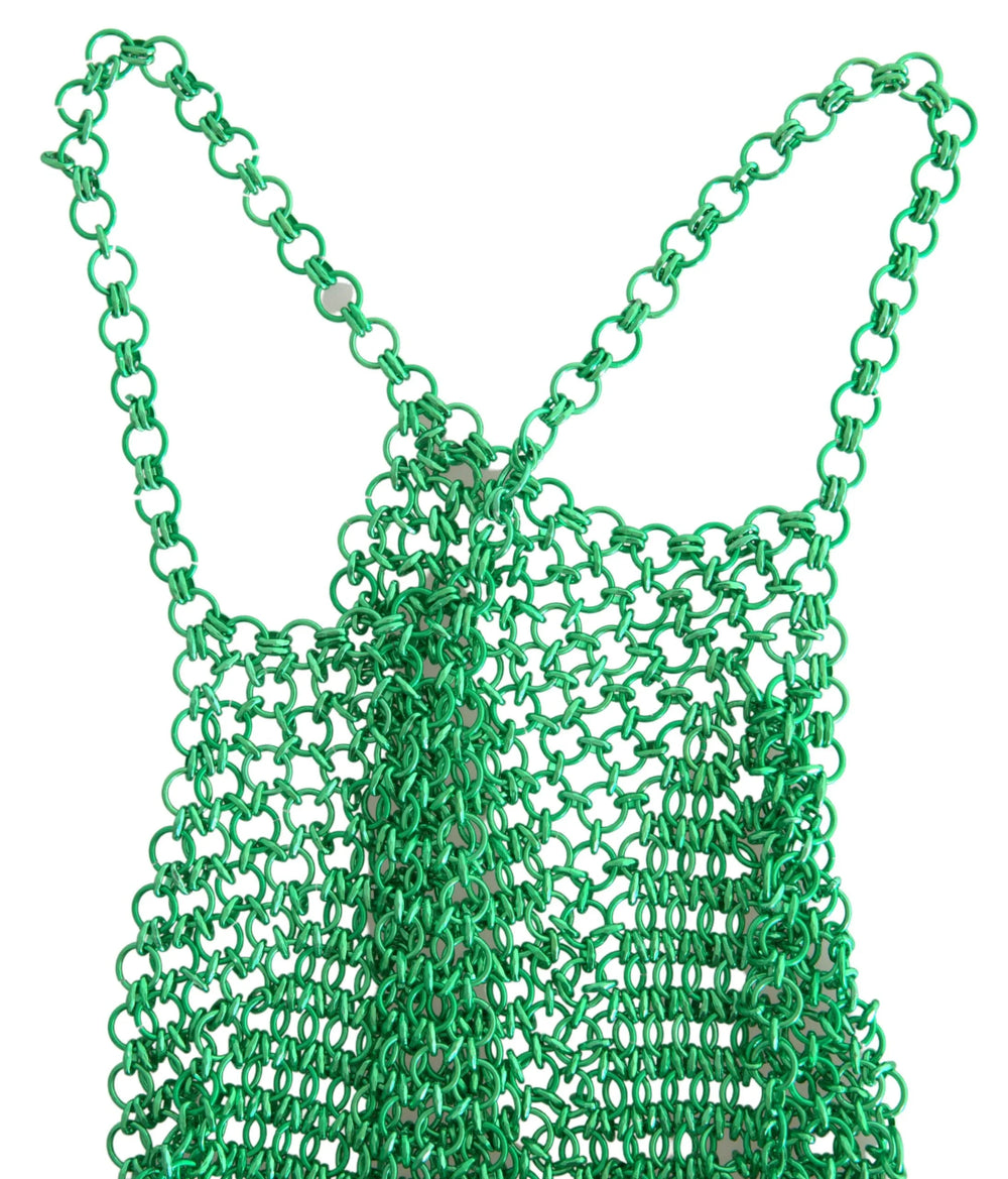 Dolce & Gabbana Green Aluminum Sleeveless Halter Cropped Tank Top - IT40|S - Tank Tops
