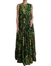 Dolce & Gabbana Green Banana Leaf Sleeveless Long Maxi Dress - IT40|S - Dresses