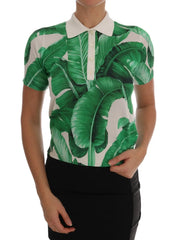Dolce & Gabbana Green Banana Print Silk Polo T-shirt - IT38 | S - Polos