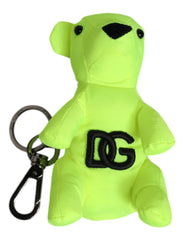 Dolce & Gabbana Green Bear Embroidered Logo Keychain Clasp Keyring - Keychains