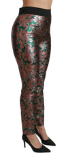 Dolce & Gabbana Green Bronze Leaf Tights Skinny Pants - Leggings