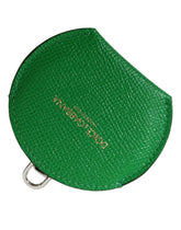 Dolce & Gabbana Green Calfskin Leather Round Logo Hand Mirror Holder - Face Mirrors