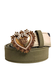 Dolce & Gabbana Green Camouflage Devotion Metal Buckle Belt - 75 cm / 30 Inches