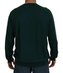 Dolce & Gabbana Green Cashmere V-neck Pullover Sweater - Sweaters