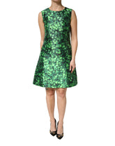 Dolce & Gabbana Green Clover Print Sleeveless A-Line Dress - IT44 | L