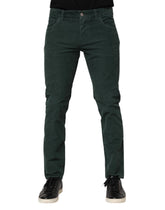 Dolce & Gabbana Green Cotton Corduroy Skinny Pants - IT50 | L - Trousers