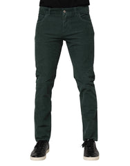 Dolce & Gabbana Green Cotton Corduroy Skinny Pants - IT50 | L - Trousers