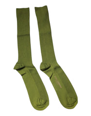 Dolce & Gabbana Green Cotton Logo Over The Calf Socks - L - Crew Socks