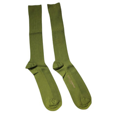 Dolce & Gabbana Green Cotton Logo Over The Calf Socks - L - Crew Socks