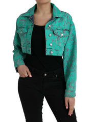 Dolce & Gabbana Green Cotton Tie Dye Cropped Cropped Denim Jacket - IT40|S - Trucker Jackets