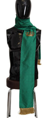 Dolce & Gabbana Green Crown Embroidered Shawl Fringe Blend Silk - Scarves & Shawls