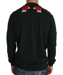 Dolce & Gabbana Green Crystal Heart Roses Gun Sweater - Sweaters