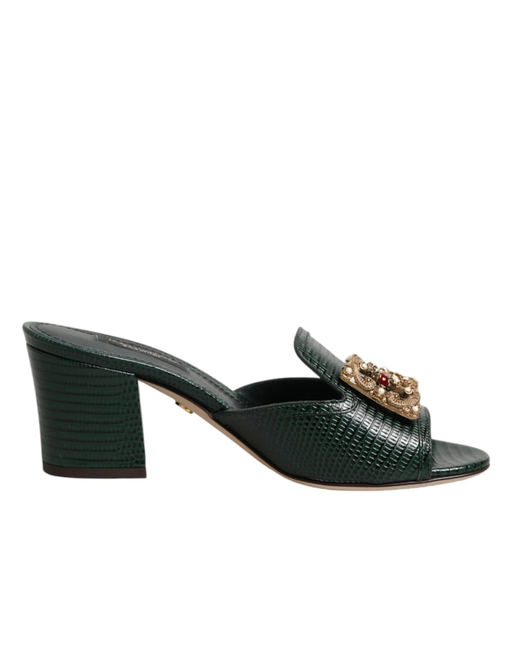 Dolce & Gabbana Green DG Amore Heel Slides Sandals Shoes - EU35/US4.5