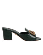 Dolce & Gabbana Green DG Amore Heel Slides Sandals Shoes - EU35/US4.5