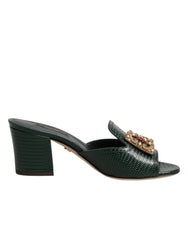 Dolce & Gabbana Green DG Amore Heel Slides Sandals Shoes - EU35/US4.5