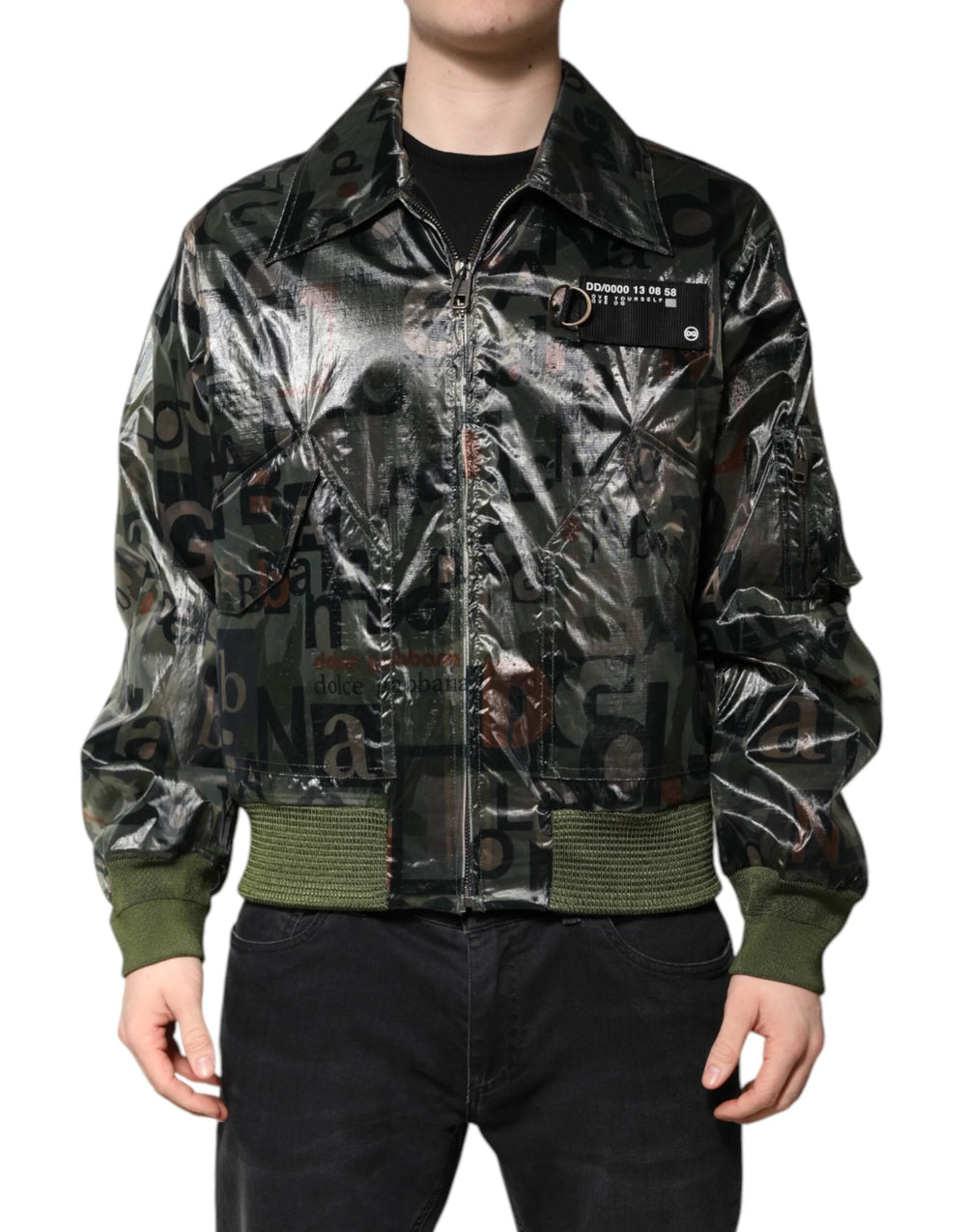 Dolce & Gabbana Green DG Logo Print Bomber Full Zip Jacket - IT50 | L - Bomber Jackets
