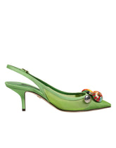 Dolce & Gabbana Green Embellished Heels Slingbacks Shoes - EU35/US4.5