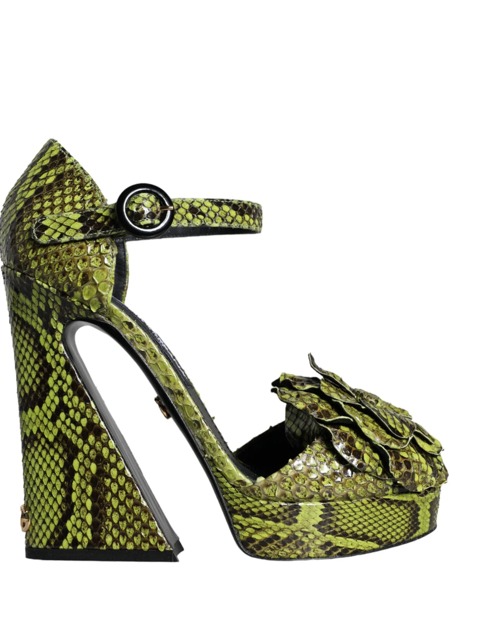 Dolce & Gabbana Green Exotic Leather Ankle Strap Heels Sandals Shoes - EU39/US8.5 - Sandals