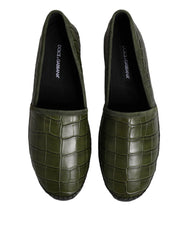Dolce & Gabbana Green Exotic Leather Espadrilles Slip On Shoes - EU44/US11 - Flats