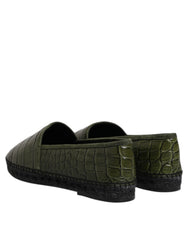Dolce & Gabbana Green Exotic Leather Espadrilles Slip On Shoes - EU44/US11