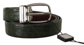 Dolce & Gabbana Green Exotic Leather Silver Buckle Belt - 95 cm / 38 Inches