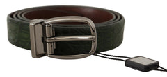 Dolce & Gabbana Green Exotic Leather Silver Buckle Belt - 95 cm / 38 Inches