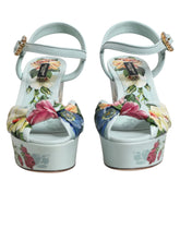 Dolce & Gabbana Sandaler Gröna Blommor Ankelrem Klackar Skor