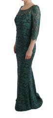Dolce & Gabbana Green Floral Crystal Ricamo Sheath Dress - IT42|M - Dresses