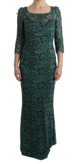 Dolce & Gabbana Green Floral Crystal Ricamo Sheath Dress - IT42|M - Dresses