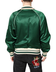 Dolce & Gabbana Green Floral DG Logo Full Zip Bomber Jacket - Bomber Jackets