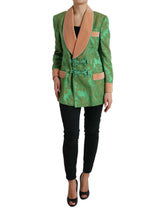 Dolce & Gabbana Green Floral Double Breasted Coat Jacket - IT40|S - Wrap Coats
