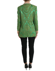Dolce & Gabbana Green Floral Double Breasted Coat Jacket - IT40|S - Wrap Coats