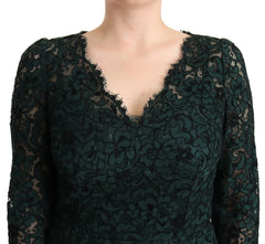 Dolce & Gabbana Green Floral Lace Maxi Floor Length Dress - IT44|L - Dresses