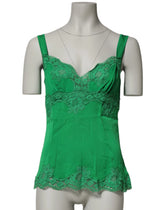 Dolce & Gabbana Green Floral Lace Tank Lingerie Top Underwear - Camisoles
