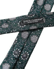 Dolce & Gabbana Green Floral Print Silk Adjustable Men Tie - Neckties