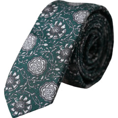 Dolce & Gabbana Green Floral Print Silk Adjustable Men Tie - Neckties