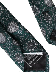 Dolce & Gabbana Green Floral Print Silk Adjustable Men Tie - Neckties