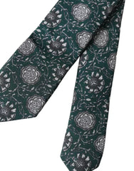 Dolce & Gabbana Green Floral Print Silk Adjustable Men Tie - Neckties