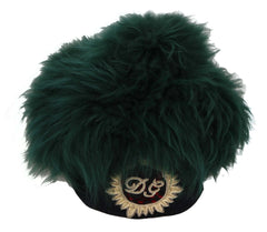 Dolce & Gabbana Green Fur DG Logo Embroidered Cloche Hat - 56 cm|XS
