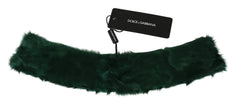 Dolce & Gabbana Green Fur Neck Collar Wrap Lambskin Scarf - Scarves & Shawls