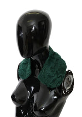 Dolce & Gabbana Green Fur Shoulder Collar Wrap Lambskin Scarf - Scarves & Shawls