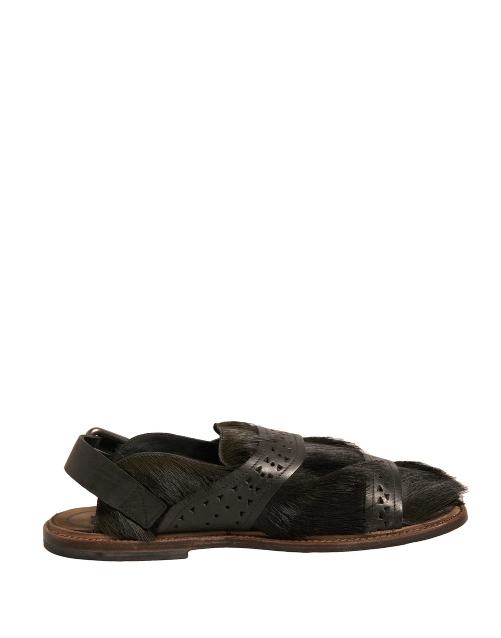 Dolce & Gabbana Green Gazelle Hair Leather Flats Sandals Shoes - Sandals