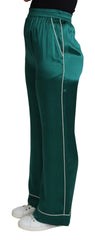 Dolce & Gabbana Green High Waist Pajama Trouser Silk Pant - IT36 | XS - Pajamas