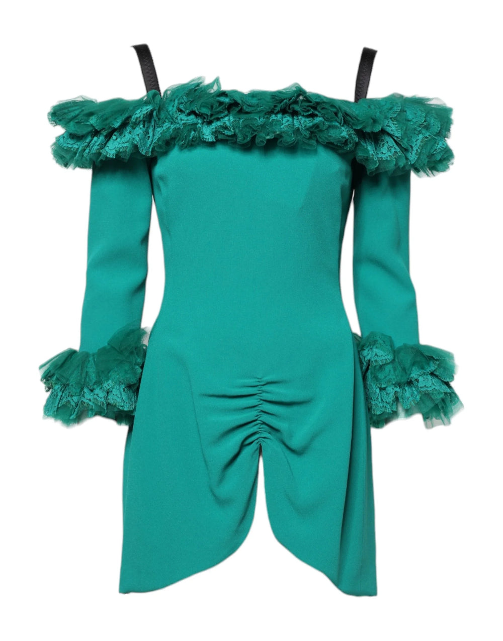 Dolce & Gabbana Green Lace Off Shoulder Sheath Mini Dress - IT40|S - Dresses
