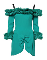 Dolce & Gabbana Green Lace Off Shoulder Sheath Mini Dress - IT40|S - Dresses