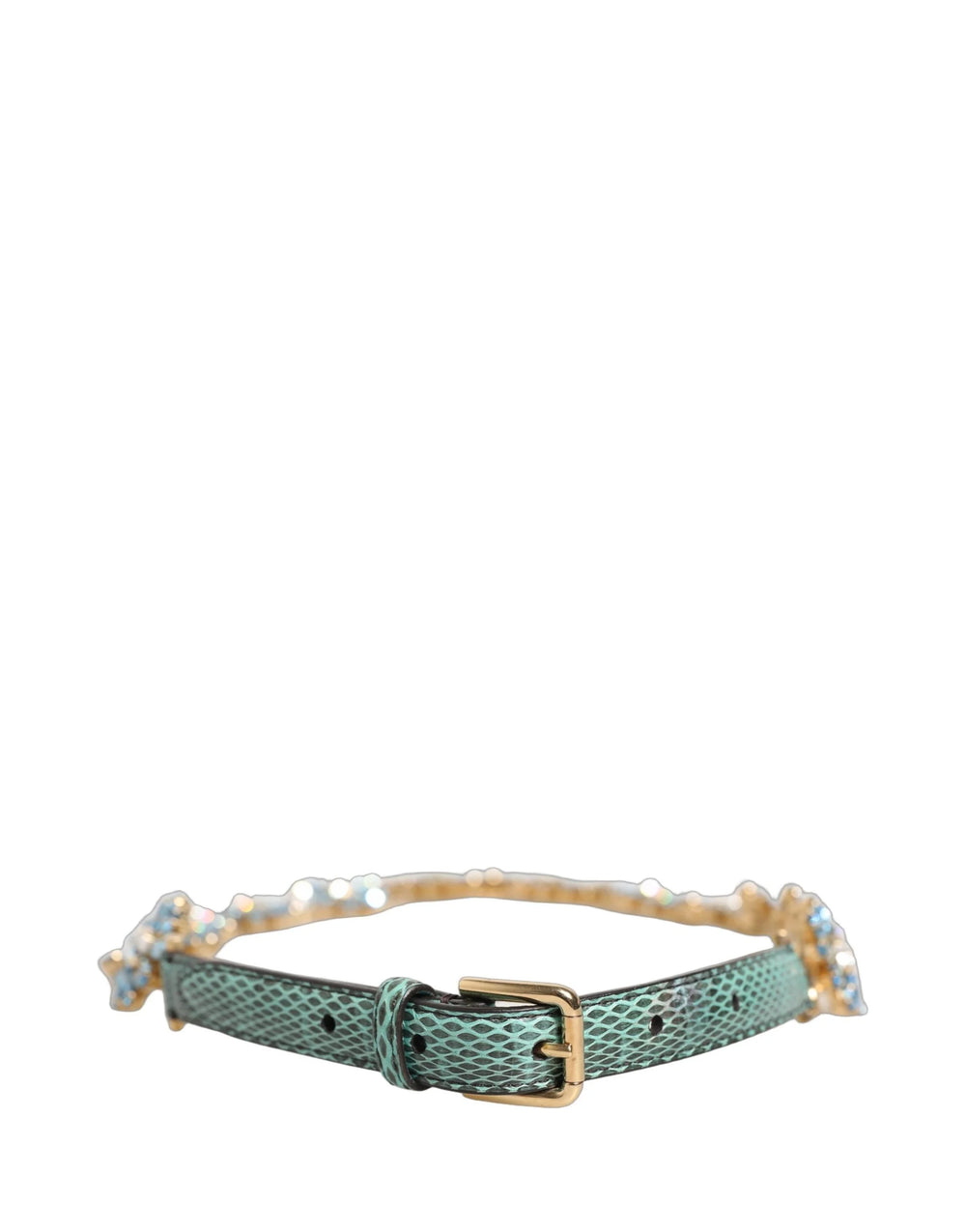 Dolce & Gabbna Groen Leer Daisy Kristal Versierde Taille Riem - Riemen