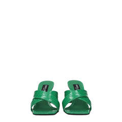 Dolce & Gabbana Green Leather Flat Sandals - EU36/US6 - Sandals